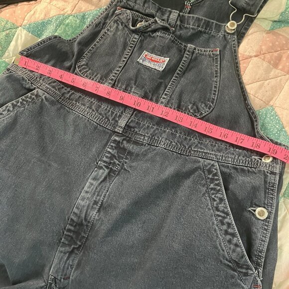 Vintage Ikeda Overalls Mens XL Black Denim Workwear Dungaree Bib One Piece - Picture 9 of 12